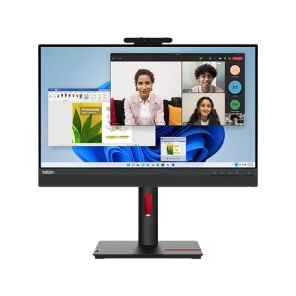 Een FHD ThinkCentre TIO 24 Gen 5 monitor van 23,8 inch met ingebouwde luidsprekers en webcam.
