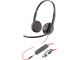 Poly Blackwire 3225 Stereo USB-C Headset +3.5mm Plug +USB-C/A Adapter (Bulk)