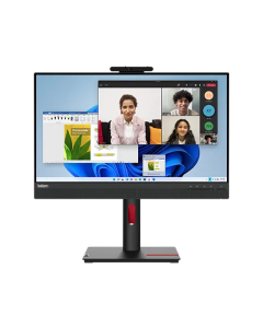 Een FHD ThinkCentre TIO 24 Gen 5 monitor van 23,8 inch met ingebouwde luidsprekers en webcam.