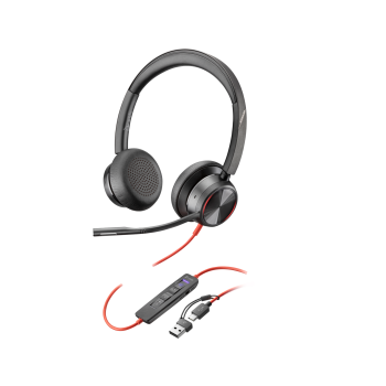 Poly Blackwire 8225 Stereo Microsoft Teams Certified USB-C Headset + USB-C/A Adapter