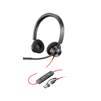 Poly Blackwire 3320 Stereo USB-C Headset +USB-C/A Adapter