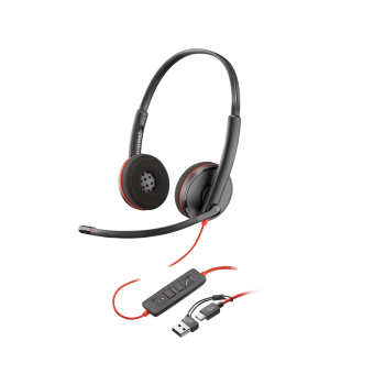 Poly Blackwire 3220 Stereo USB-C Headset +USB-C/A Adapter (Bulk)