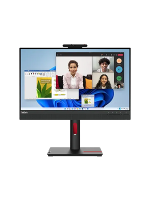 Een FHD ThinkCentre TIO 24 Gen 5 monitor van 23,8 inch met ingebouwde luidsprekers en webcam.